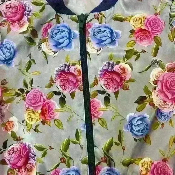 NWOT Wonder Nation Girls long sleeve zip up with flowers - Picture 2 of 7